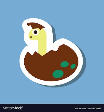 Paper sticker on stylish background dinosaur egg vector image