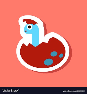 Paper sticker on stylish background dinosaur egg vector image