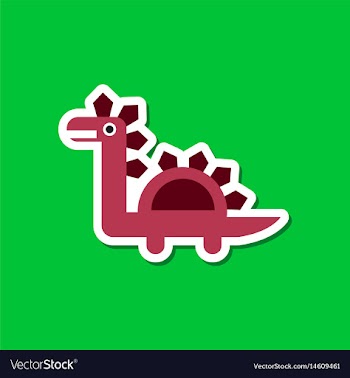 Paper sticker on stylish background dinosaur vector image