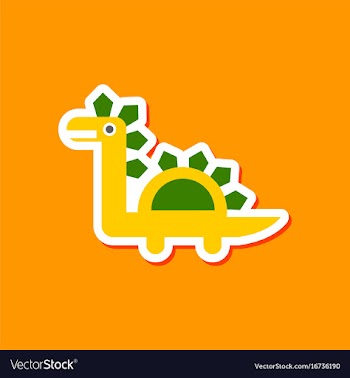 Paper sticker on stylish background dinosaur vector image