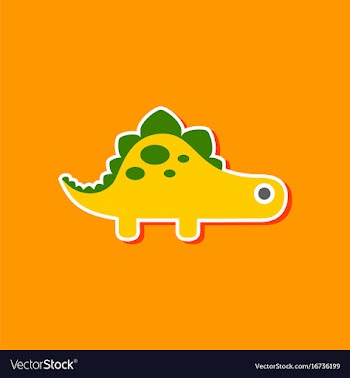 Paper sticker on stylish background dinosaur vector image