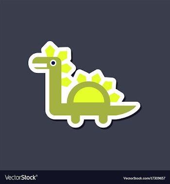 Paper sticker on stylish background dinosaur vector image