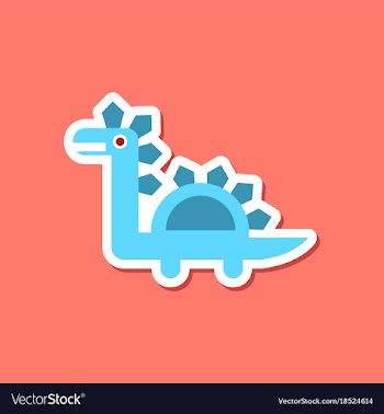 Paper sticker on stylish background dinosaur vector image