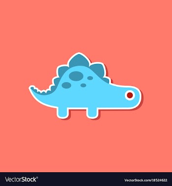 Paper sticker on stylish background dinosaur vector image