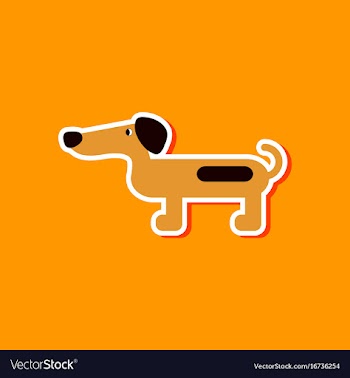 Paper sticker on stylish background dog dachshund vector image