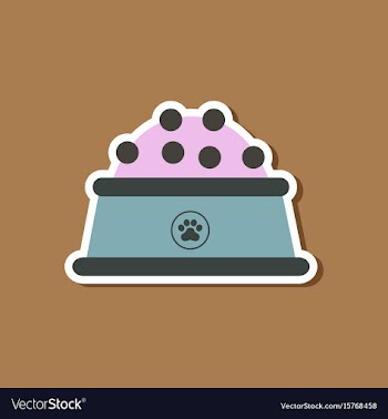 Paper sticker on stylish background dog food bowl vector image