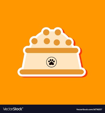 Paper sticker on stylish background dog food bowl vector image