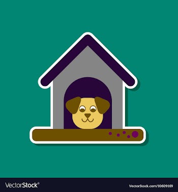 Paper sticker on stylish background dog in booth vector image