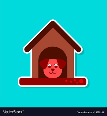 Paper sticker on stylish background dog in booth vector image