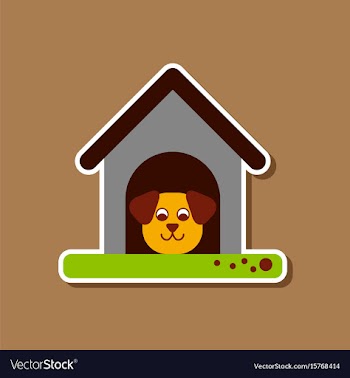 Paper sticker on stylish background dog in booth vector image