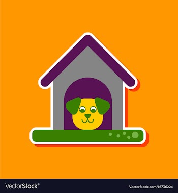 Paper sticker on stylish background dog in booth vector image