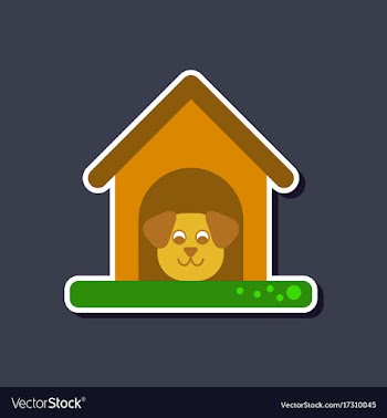 Paper sticker on stylish background dog in booth vector image