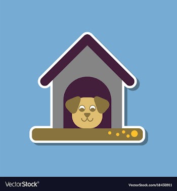 Paper sticker on stylish background dog in booth vector image