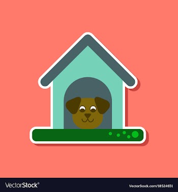 Paper sticker on stylish background dog in booth vector image