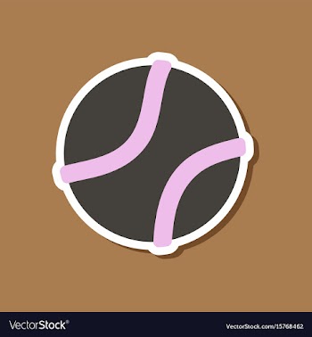 Paper sticker on stylish background dog toy ball vector image