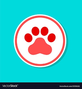 Paper sticker on stylish background dog trail vector image