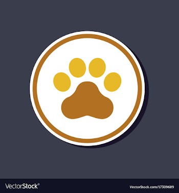 Paper sticker on stylish background dog trail vector image