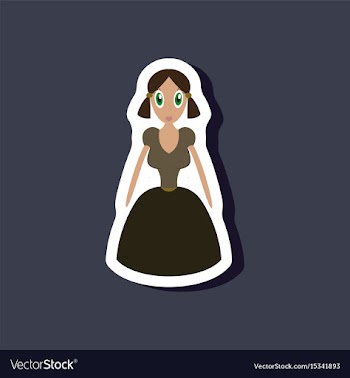 Paper sticker on stylish background doll in dress vector image