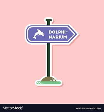 Paper sticker on stylish background dolphinarium vector image