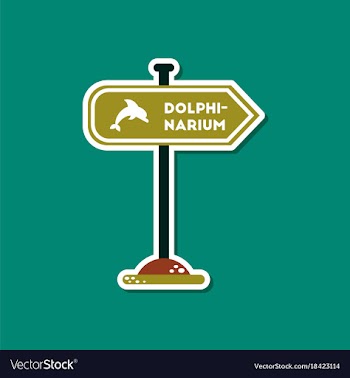 Paper sticker on stylish background dolphinarium vector image