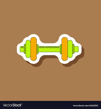 Paper sticker on stylish background dumbbell vector image