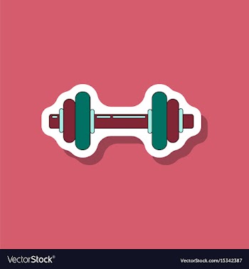 Paper sticker on stylish background dumbbell vector image