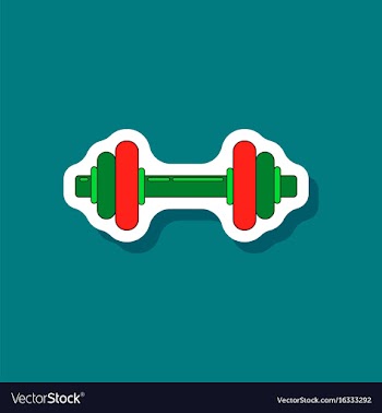 Paper sticker on stylish background dumbbell vector image