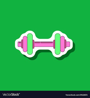 Paper sticker on stylish background dumbbell vector image