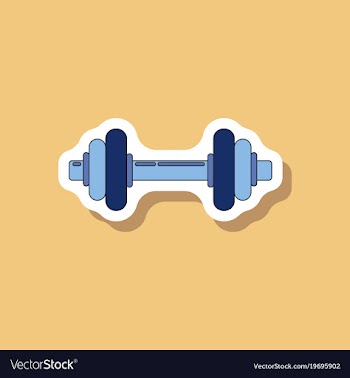 Paper sticker on stylish background dumbbell vector image