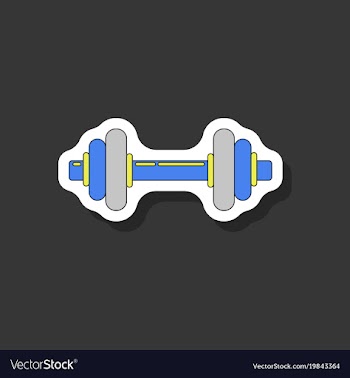 Paper sticker on stylish background dumbbell vector image