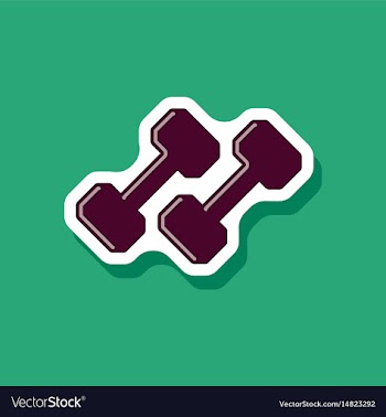 Paper sticker on stylish background dumbbells vector image
