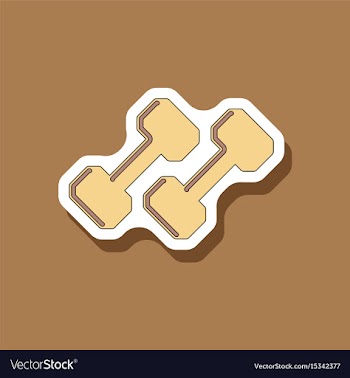 Paper sticker on stylish background dumbbells vector image
