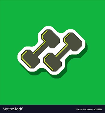 Paper sticker on stylish background dumbbells vector image