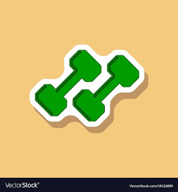 Paper sticker on stylish background dumbbells vector image