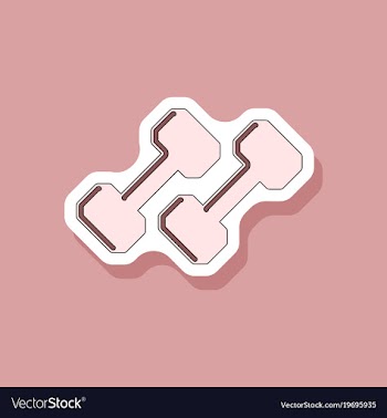 Paper sticker on stylish background dumbbells vector image
