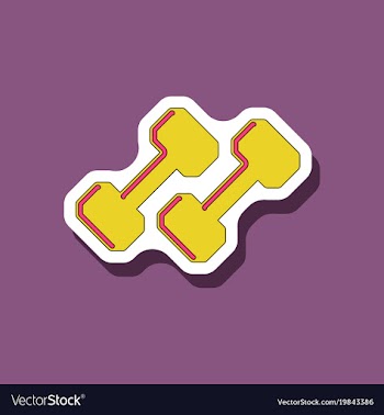 Paper sticker on stylish background dumbbells vector image