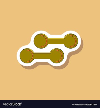 Paper sticker on stylish background dumbbells vector image