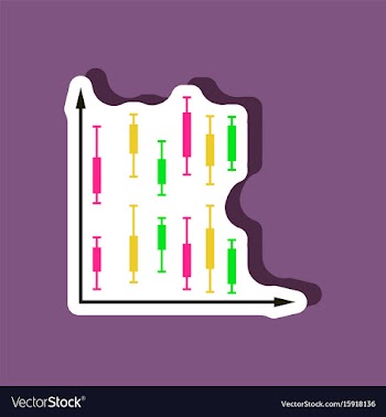 Paper sticker on stylish background economic chart vector image
