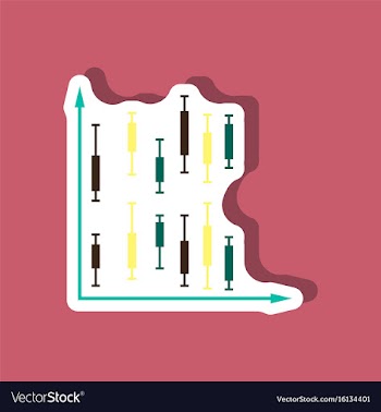 Paper sticker on stylish background economic chart vector image
