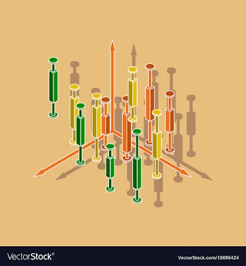 Paper sticker on stylish background economic chart vector image
