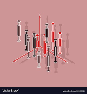 Paper sticker on stylish background economic chart vector image