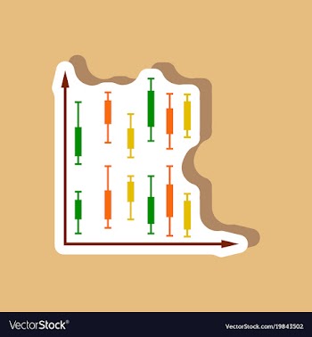 Paper sticker on stylish background economic chart vector image