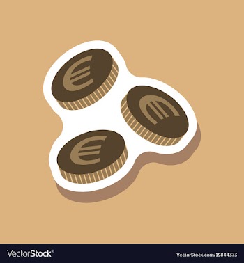 Paper sticker on stylish background euro cents vector image