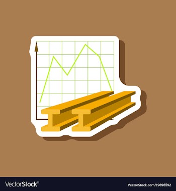 Paper sticker on stylish background falling graph vector image