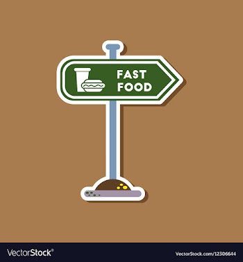 Paper sticker on stylish background fast food sign vector image