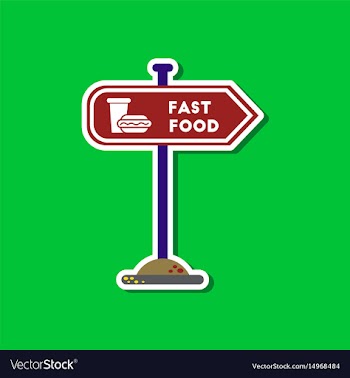 Paper sticker on stylish background fast food sign vector image