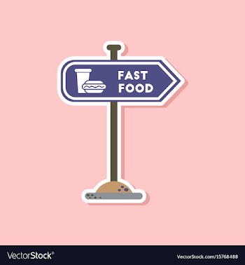 Paper sticker on stylish background fast food sign vector image
