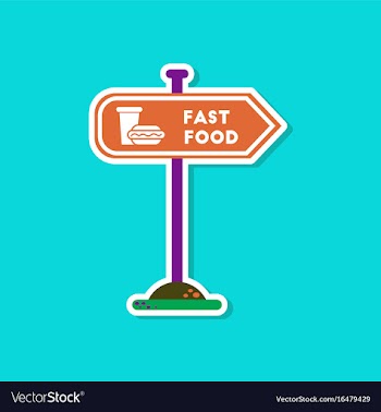Paper sticker on stylish background fast food sign vector image