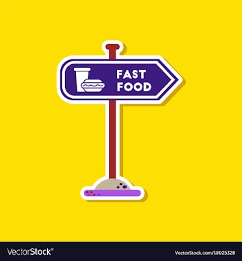Paper sticker on stylish background fast food sign vector image