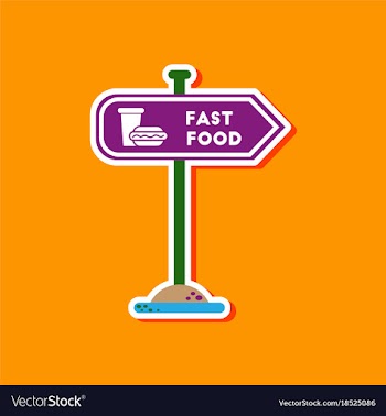 Paper sticker on stylish background fast food sign vector image